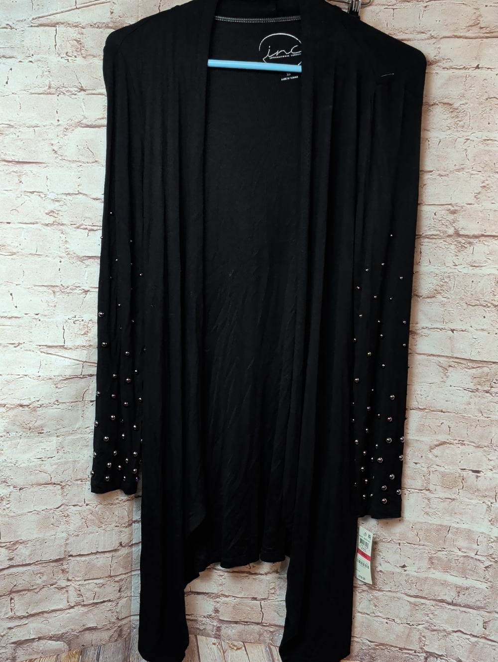 INC Black Open Front Cardigan with Studded Sleeves Xs New Nwt